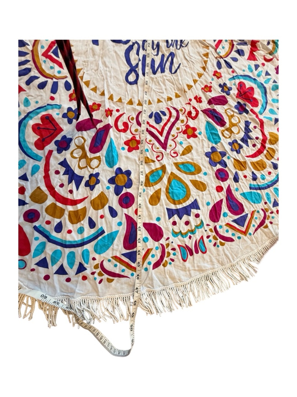 Colorful Round Mandala Beach Towel - 'Kissed by the Sun' - Picture 4 of 5